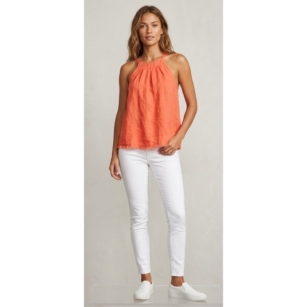 Tommy Bahama Halter Top Medium Orange Linen Boho Tropical Beachy Summer